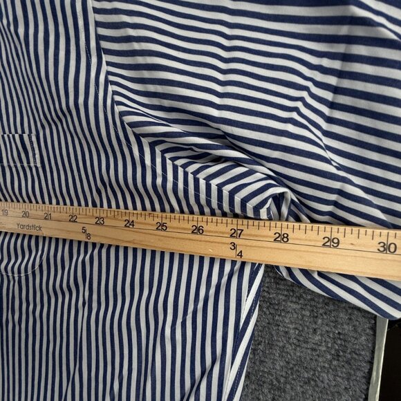 Brooks Brothers Striped Non-Iron Point Cotton Traditional 17.5 36 Blue Men Shirt - Picture 6 of 16